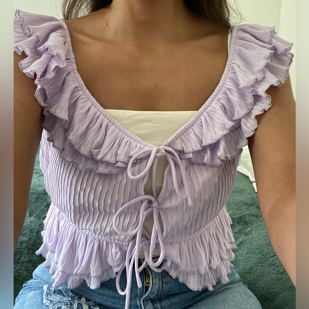 Lavander Tie Front Top